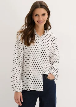 bonprix bonprix Blusa oversize blanco lana topos Outlet