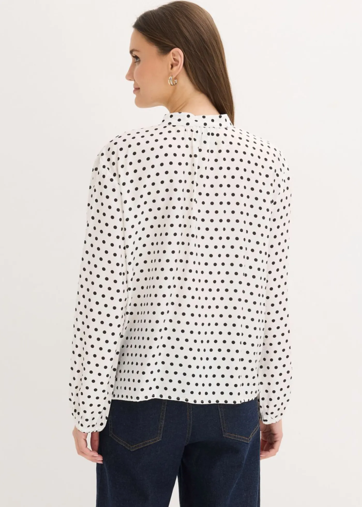 bonprix bonprix Blusa oversize blanco lana topos Outlet