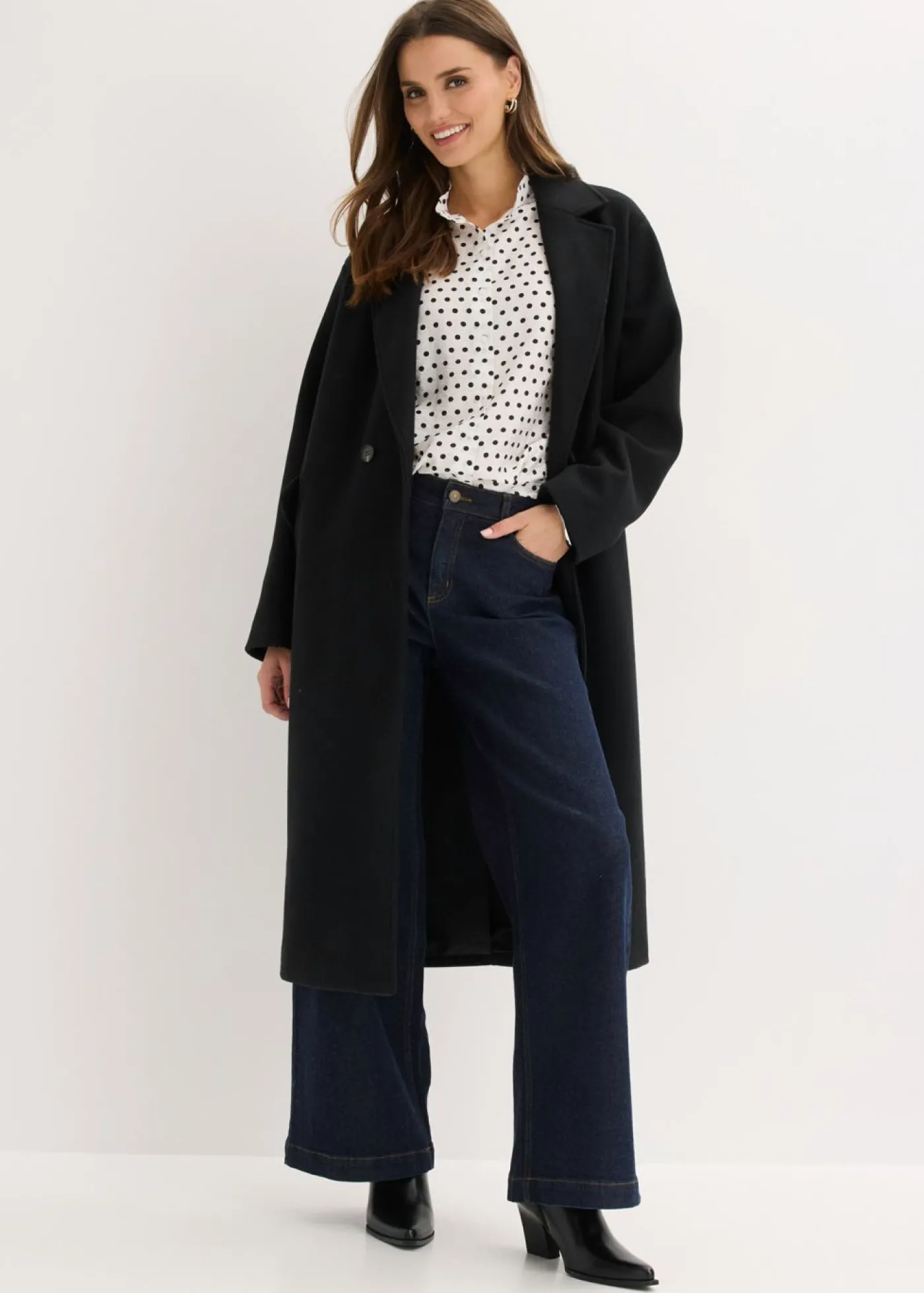 bonprix bonprix Blusa oversize blanco lana topos Outlet