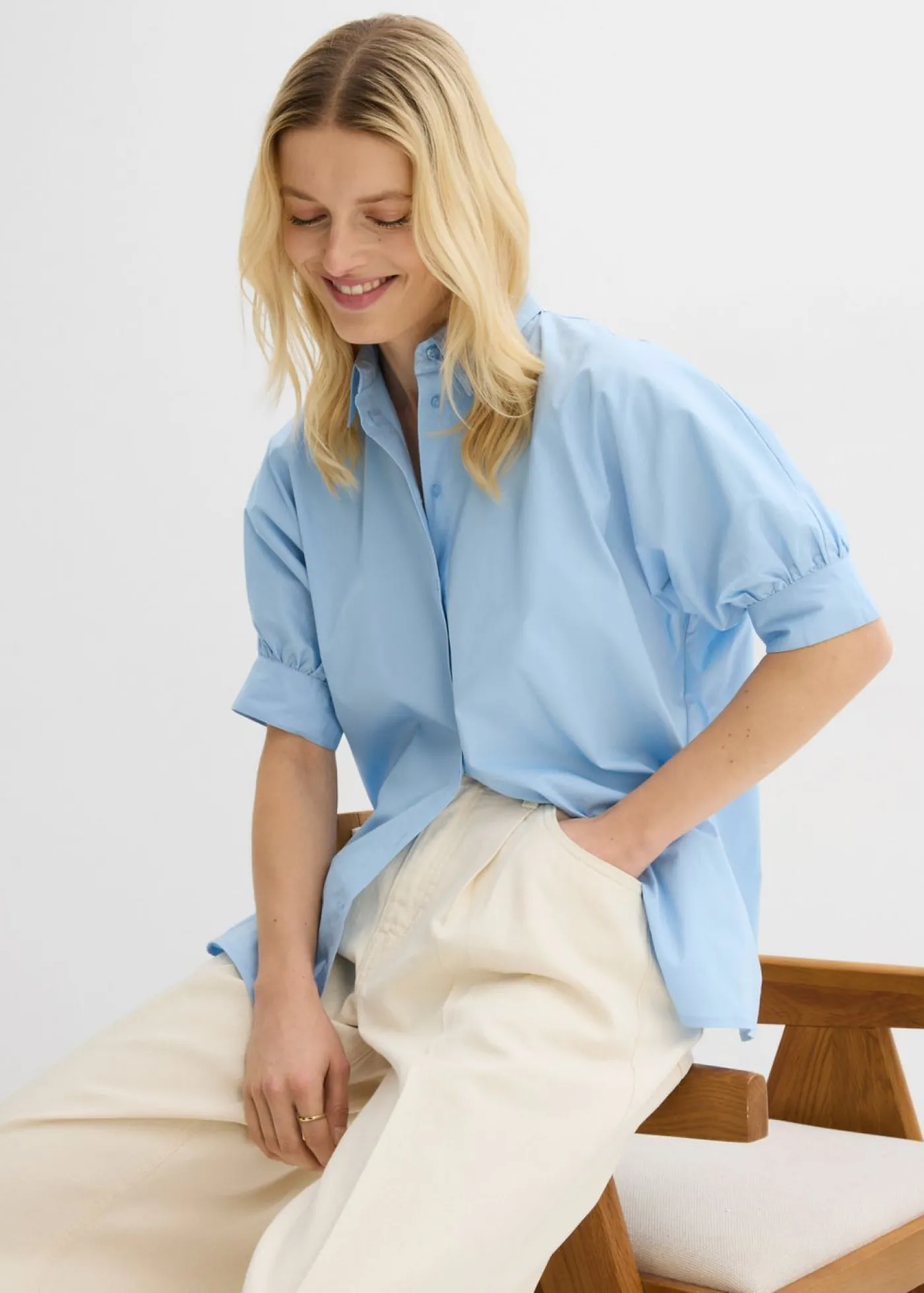 bonprix bonprix Blusa oversize Azul claro Discount