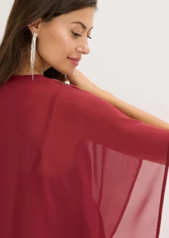 bonprix bonprix Blusa oversize con inserción de lentejuelas Rojo rubí New