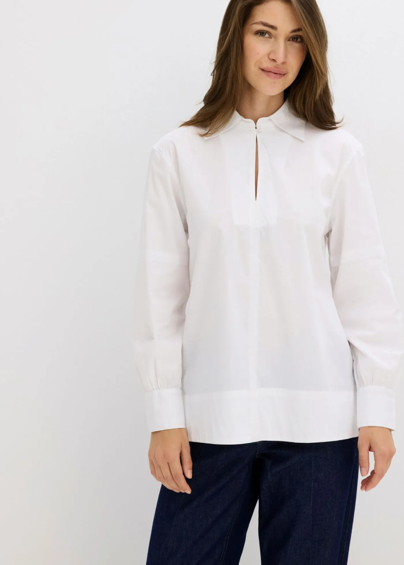 bonprix bonprix Blusa oversize con mangas voluminosas Blanco Online