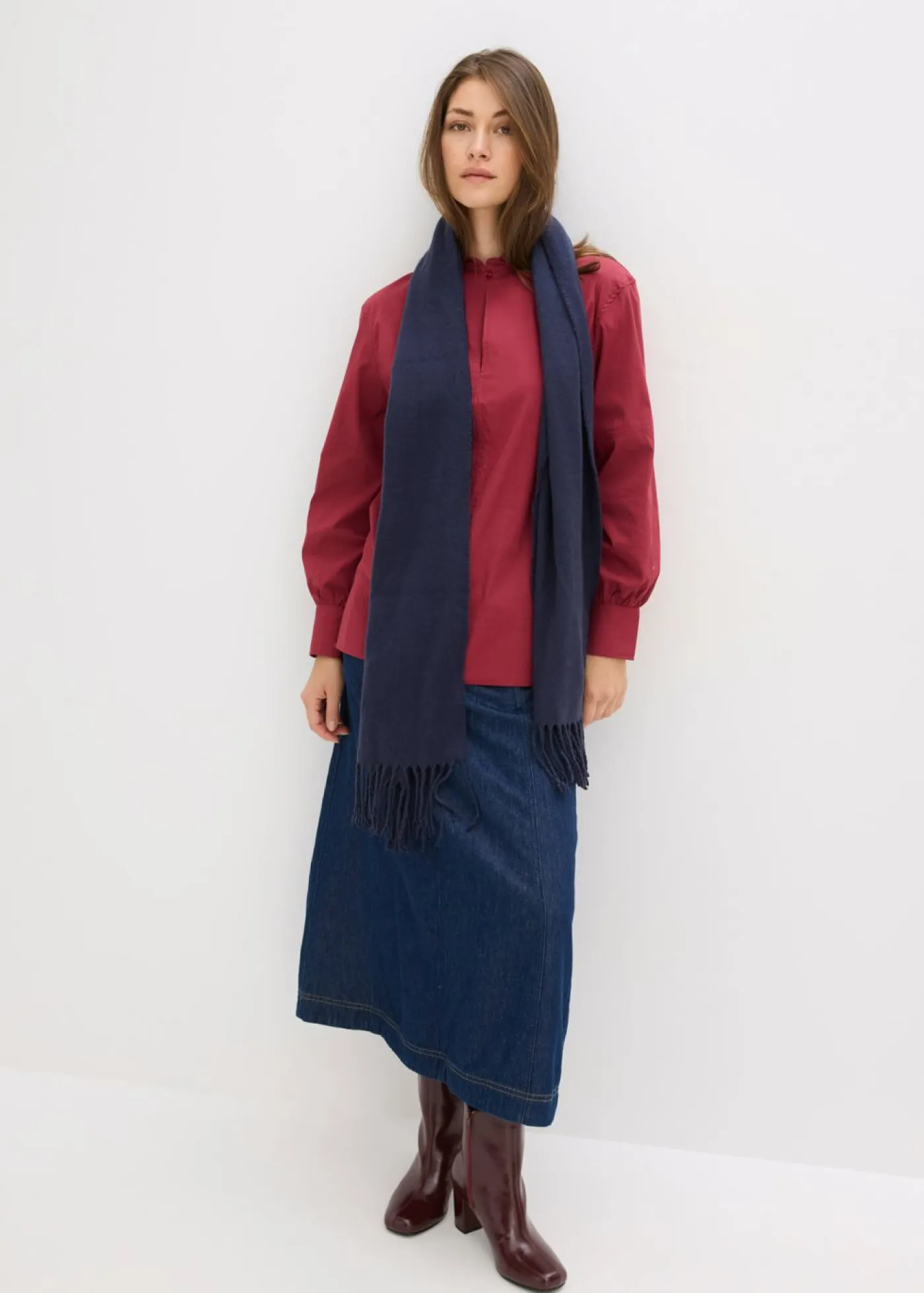 bonprix bonprix Blusa oversize con mangas voluminosas Rojo Clearance