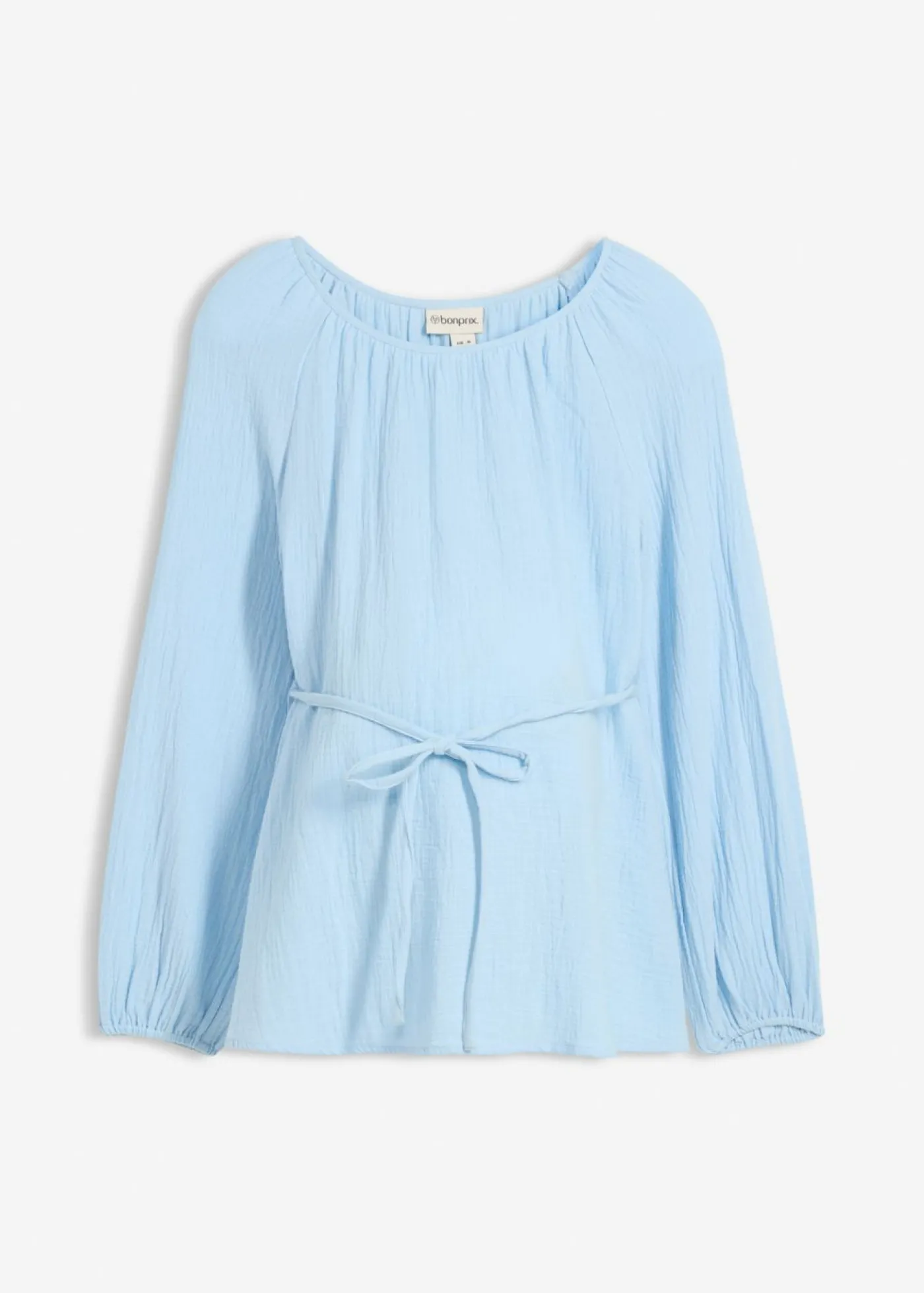 bonprix bonprix Blusa premamá de muselina pura de algodón Azul claro Online