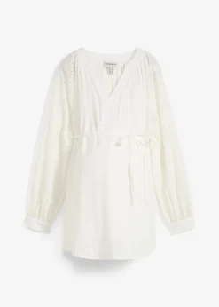 bonprix bonprix Blusa premamá de muselina de algodón Blanco lana Clearance