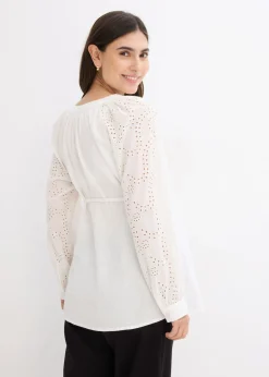 bonprix bonprix Blusa premamá de muselina de algodón Blanco lana Clearance