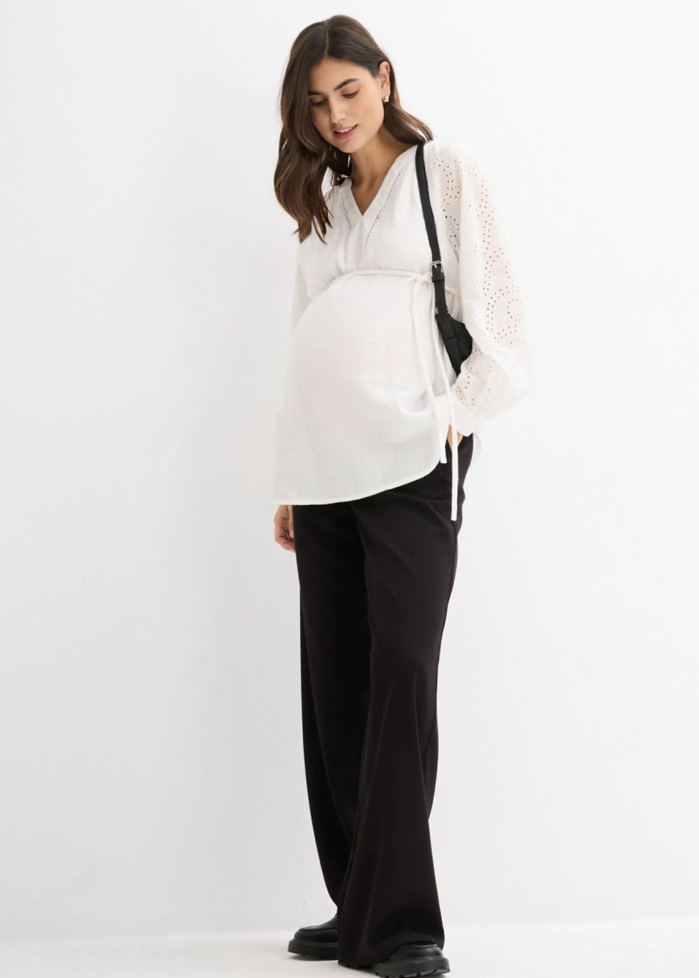 bonprix bonprix Blusa premamá de muselina de algodón Blanco lana Clearance