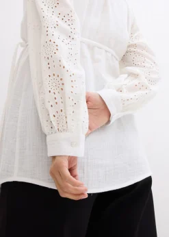 bonprix bonprix Blusa premamá de muselina de algodón Blanco lana Clearance