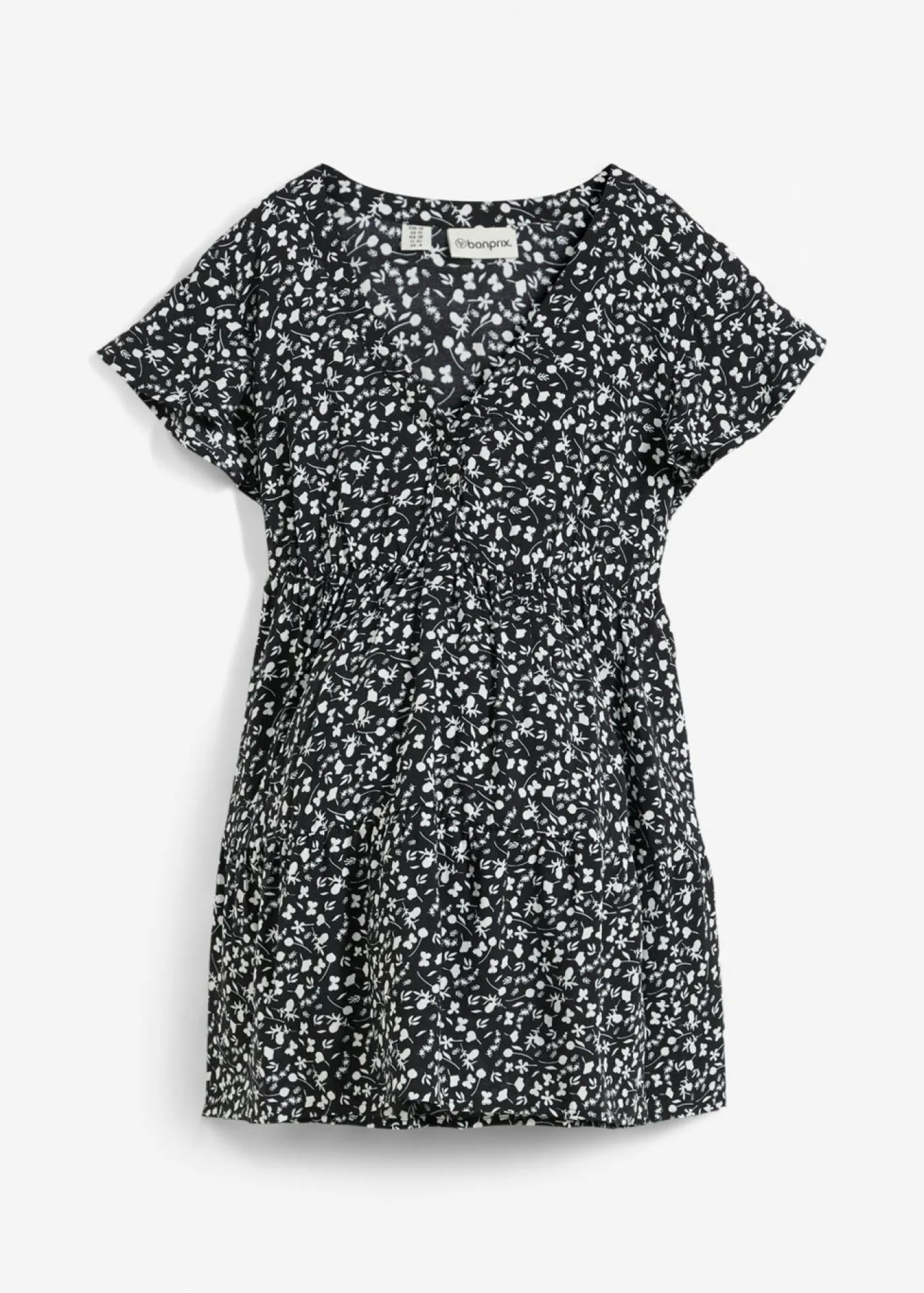 bonprix bonprix Blusa premamá y de lactancia 2 en 1 de viscosa fluida Negro-blanco