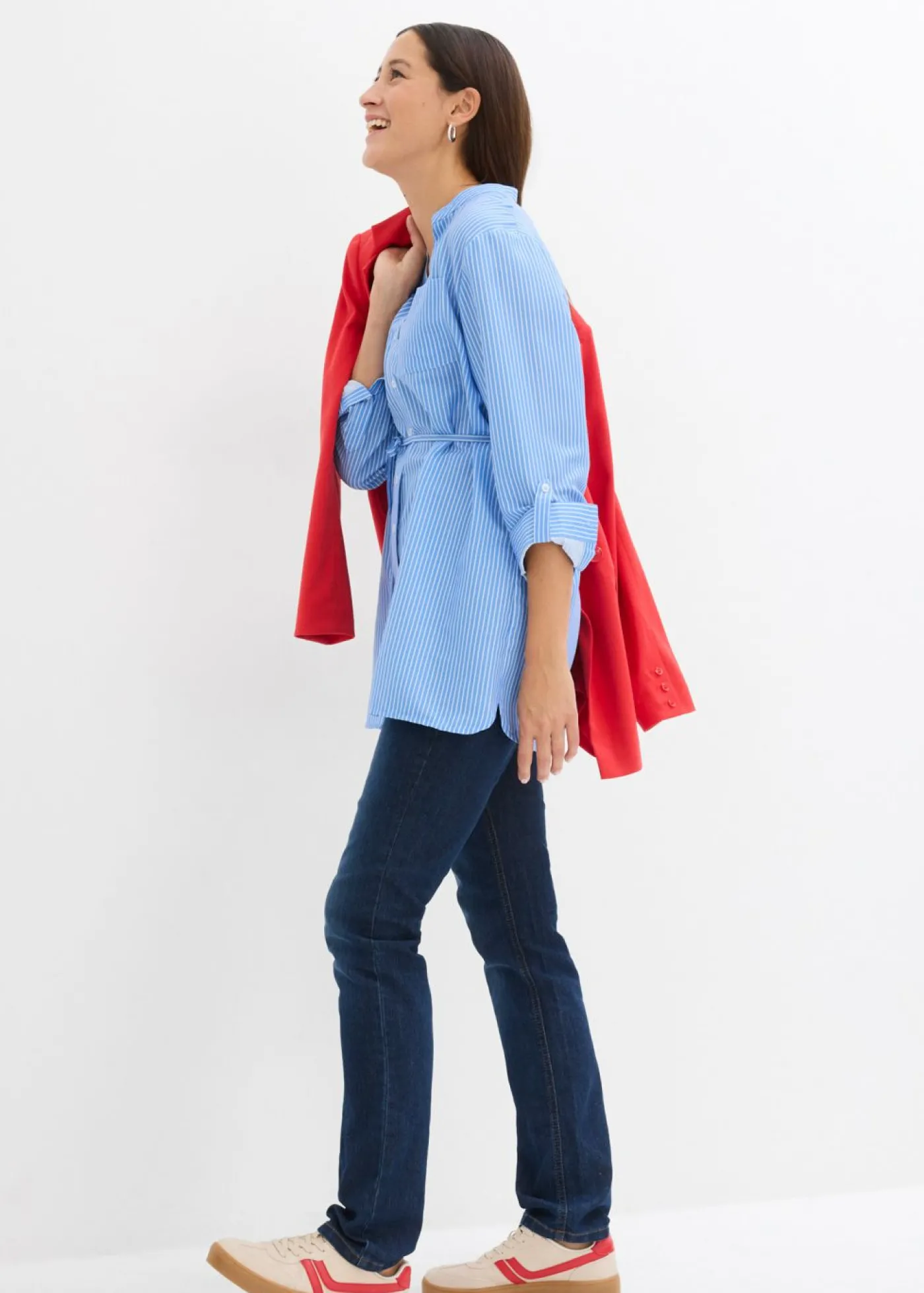 bonprix bonprix Blusa premamá/de lactancia de algodón Azul provenzal-blanco de rayas Outlet