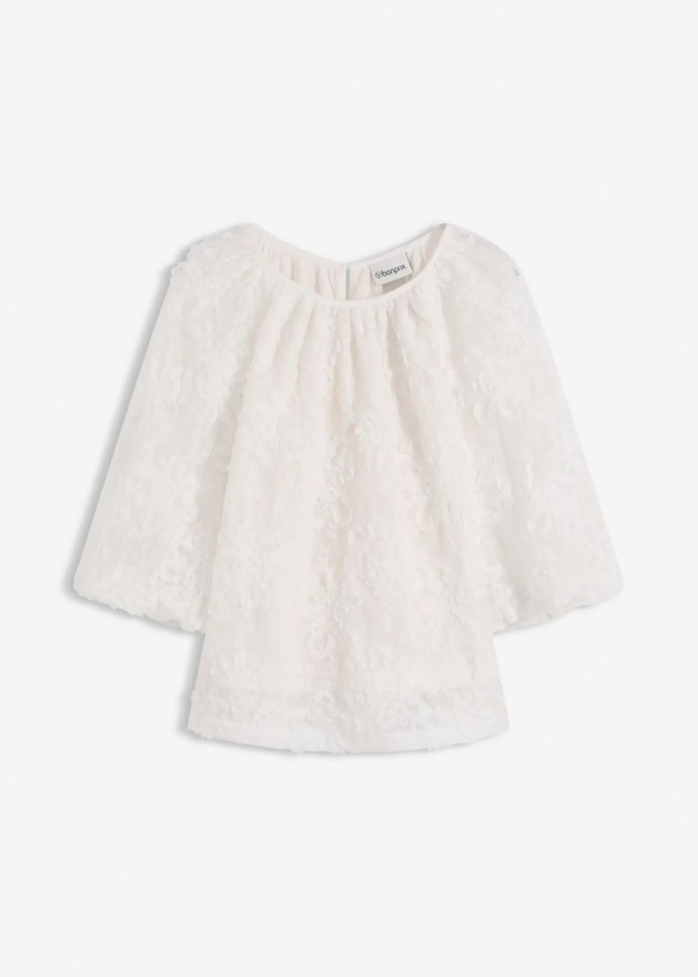 bonprix bonprix Blusa sin cierre con estampado floral texturizado Crema Online