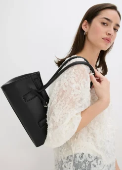 bonprix bonprix Blusa sin cierre con estampado floral texturizado Crema Online