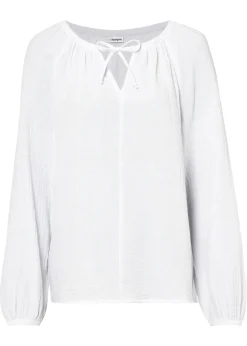 bonprix bonprix Blusa sin cierre de muselina ligera Blanco Hot
