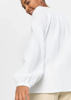 bonprix bonprix Blusa sin cierre de muselina ligera Blanco Hot