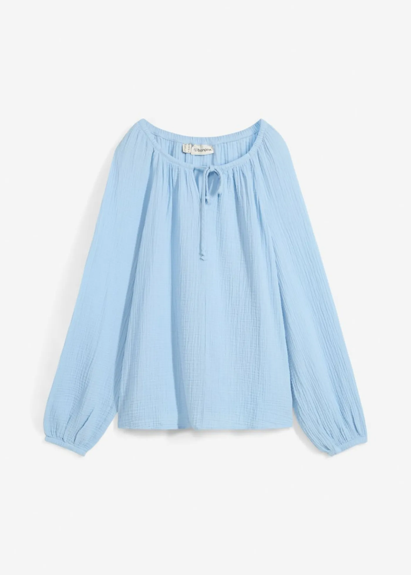 bonprix bonprix Blusa sin cierre de muselina ligera Azul claro Hot