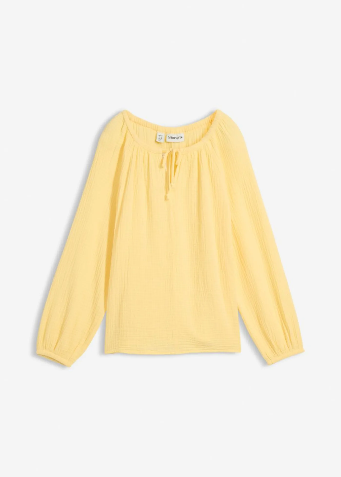bonprix bonprix Blusa sin cierre de muselina ligera Amarillo claro Online