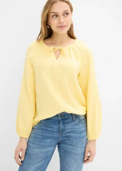 bonprix bonprix Blusa sin cierre de muselina ligera Amarillo claro Online