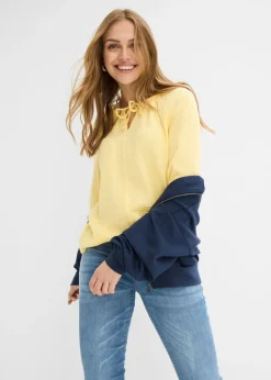 bonprix bonprix Blusa sin cierre de muselina ligera Amarillo claro Online