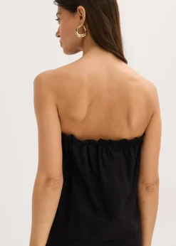 bonprix bonprix Blusa sin mangas con contenido de lino Negro Outlet