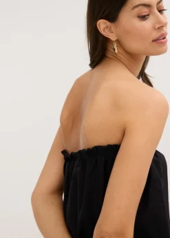 bonprix bonprix Blusa sin mangas con contenido de lino Negro Outlet
