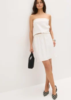 bonprix bonprix Blusa sin mangas con contenido de lino Blanco lana
