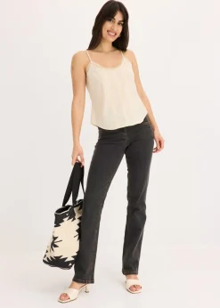 bonprix bonprix Blusa sin mangas de algodón puro con bordado calado Crudo Discount