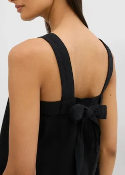 bonprix bonprix Blusa sin mangas de mezcla de viscosa con detalle de lazo en la parte trasera Negro Discount