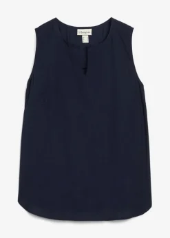 bonprix bonprix Blusa sin mangas de viscosa suave Azul marino Hot
