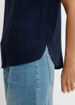 bonprix bonprix Blusa sin mangas de viscosa suave Azul marino Hot