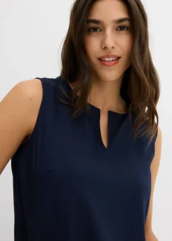 bonprix bonprix Blusa sin mangas de viscosa suave Azul marino Hot