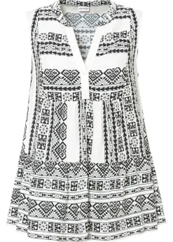 bonprix bonprix Blusa sin mangas de viscosa suave negro / crema suave