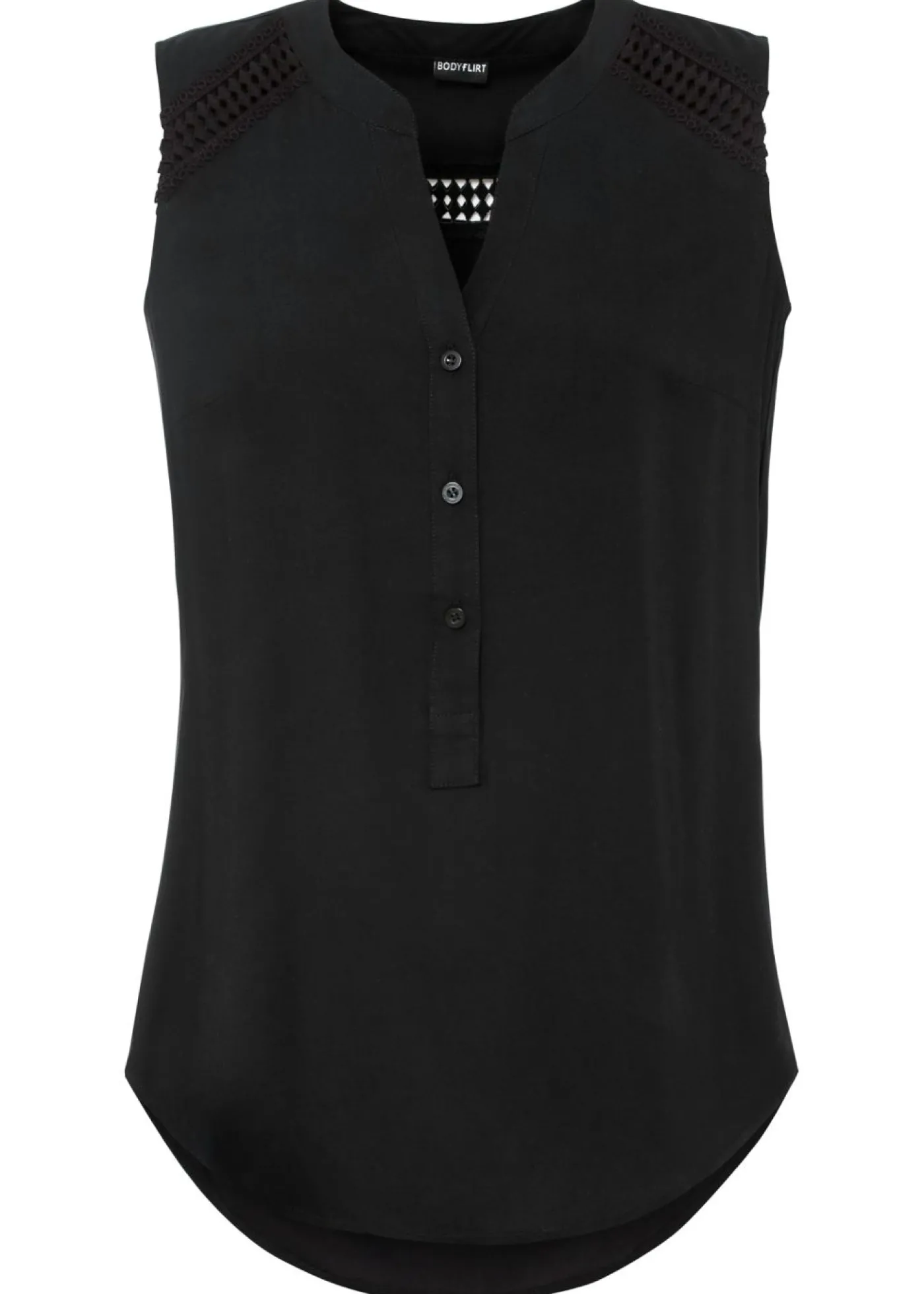 bonprix bonprix Blusa sin mangas de viscosa pura Negro Sale