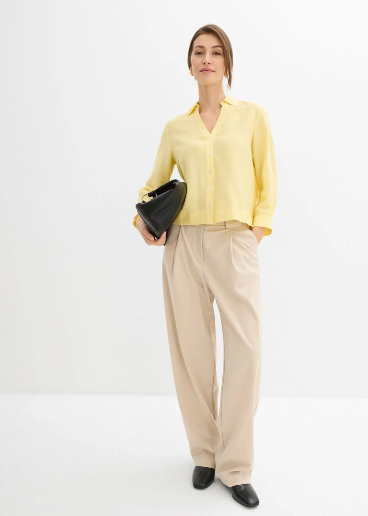 bonprix bonprix Blusa tipo boxy de mezcla de viscosa Amarillo claro Sale