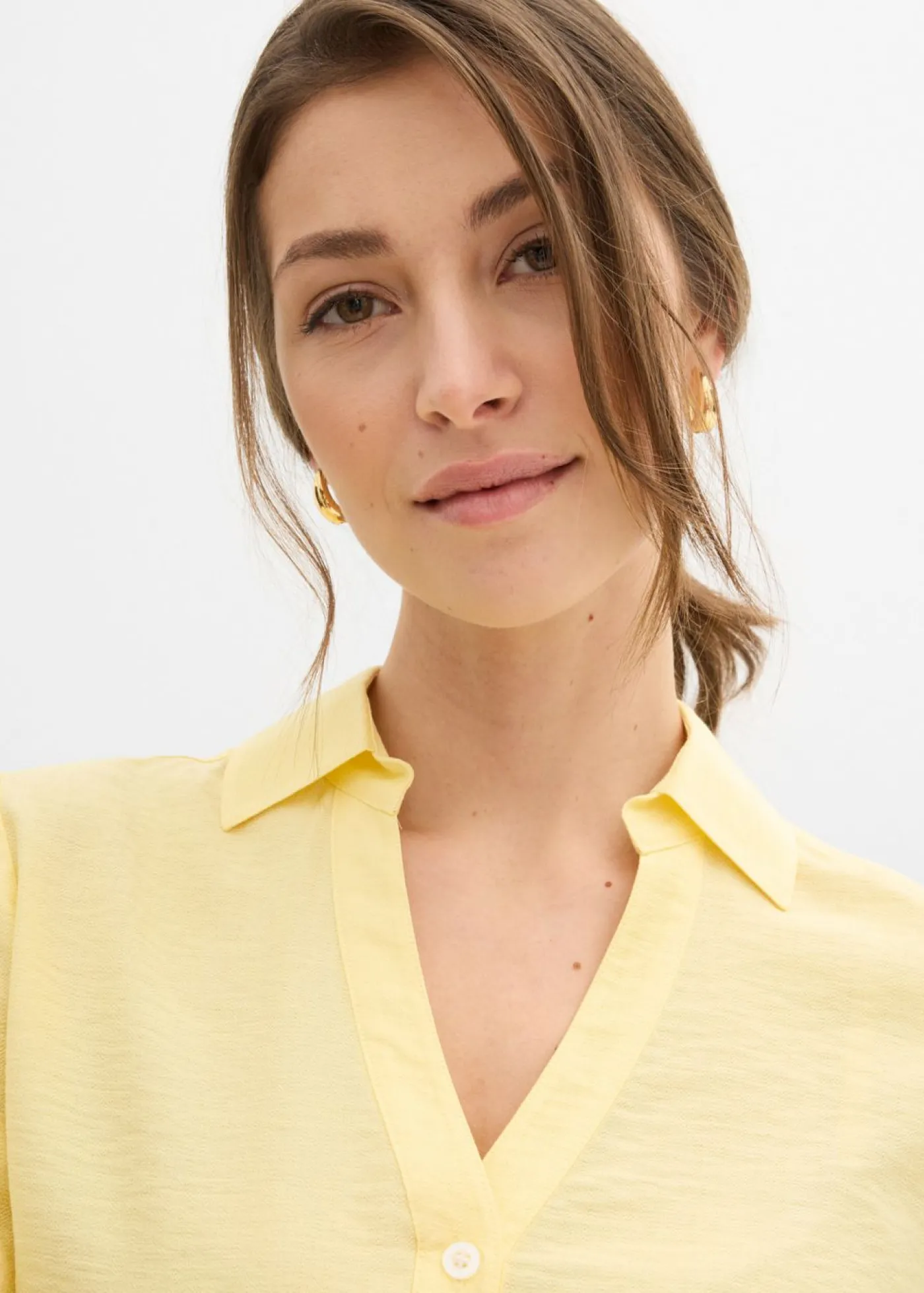 bonprix bonprix Blusa tipo boxy de mezcla de viscosa Amarillo claro Sale