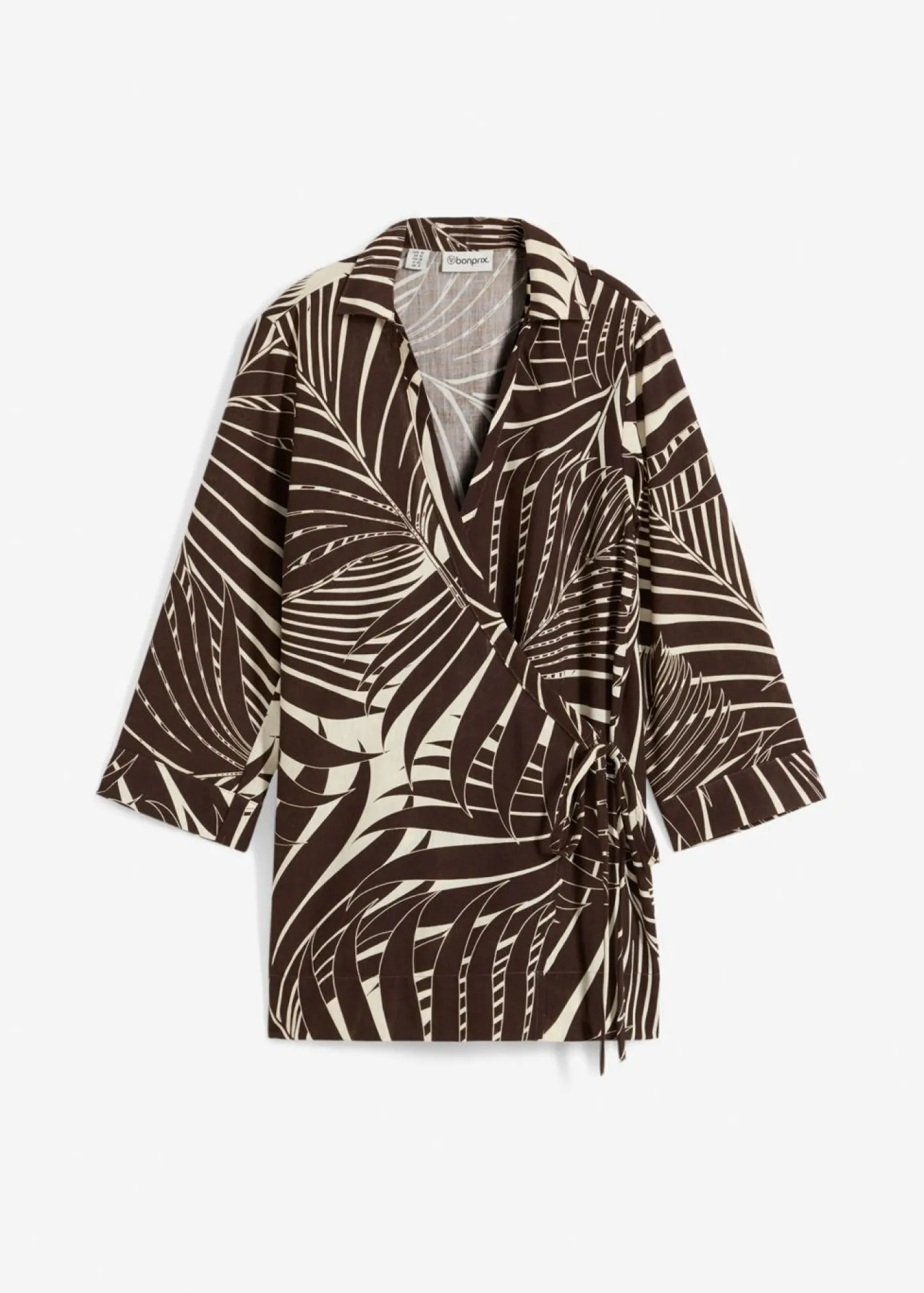 bonprix bonprix Blusa tipo kimono con aspecto de lino crudo-marrón oscuro Discount