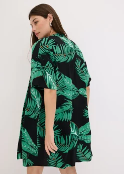 bonprix bonprix Blusa tipo kimono de viscosa fluida Negro Clearance