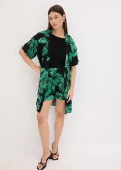bonprix bonprix Blusa tipo kimono de viscosa fluida Negro Clearance