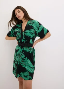 bonprix bonprix Blusa tipo kimono de viscosa fluida Negro Clearance