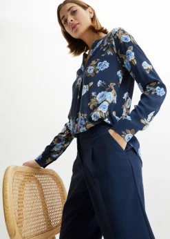 bonprix bonprix Blusa tipo túnica Azul marino-azul de flores Clearance
