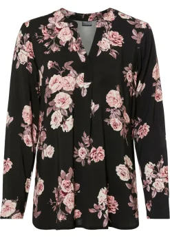 bonprix bonprix Blusa tipo túnica Negro-rosa claro de flores Outlet