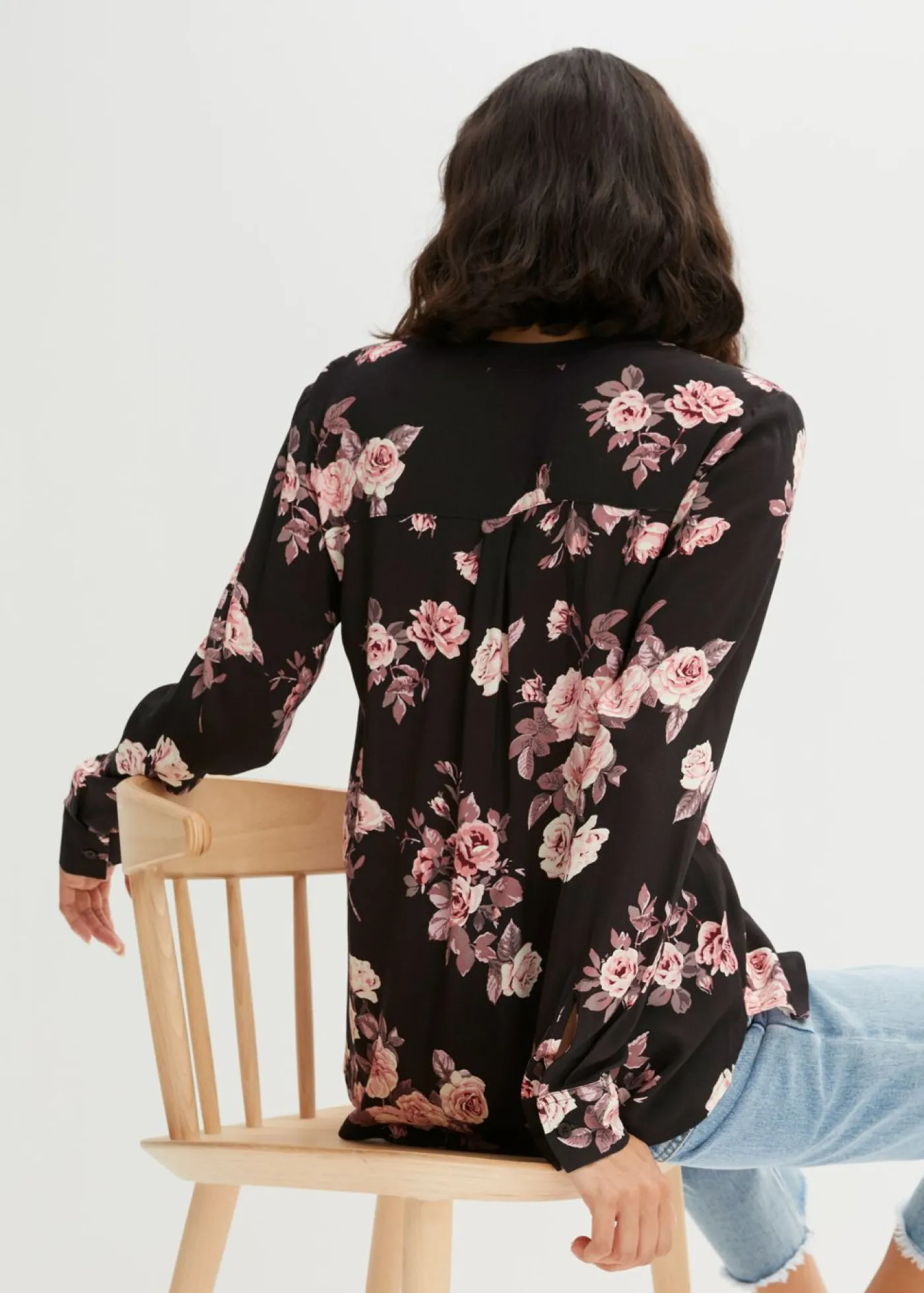 bonprix bonprix Blusa tipo túnica Negro-rosa claro de flores Outlet