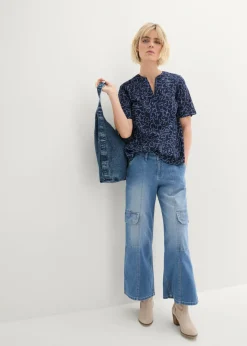 bonprix bonprix Blusa tipo túnica azul marino/azul perla Online