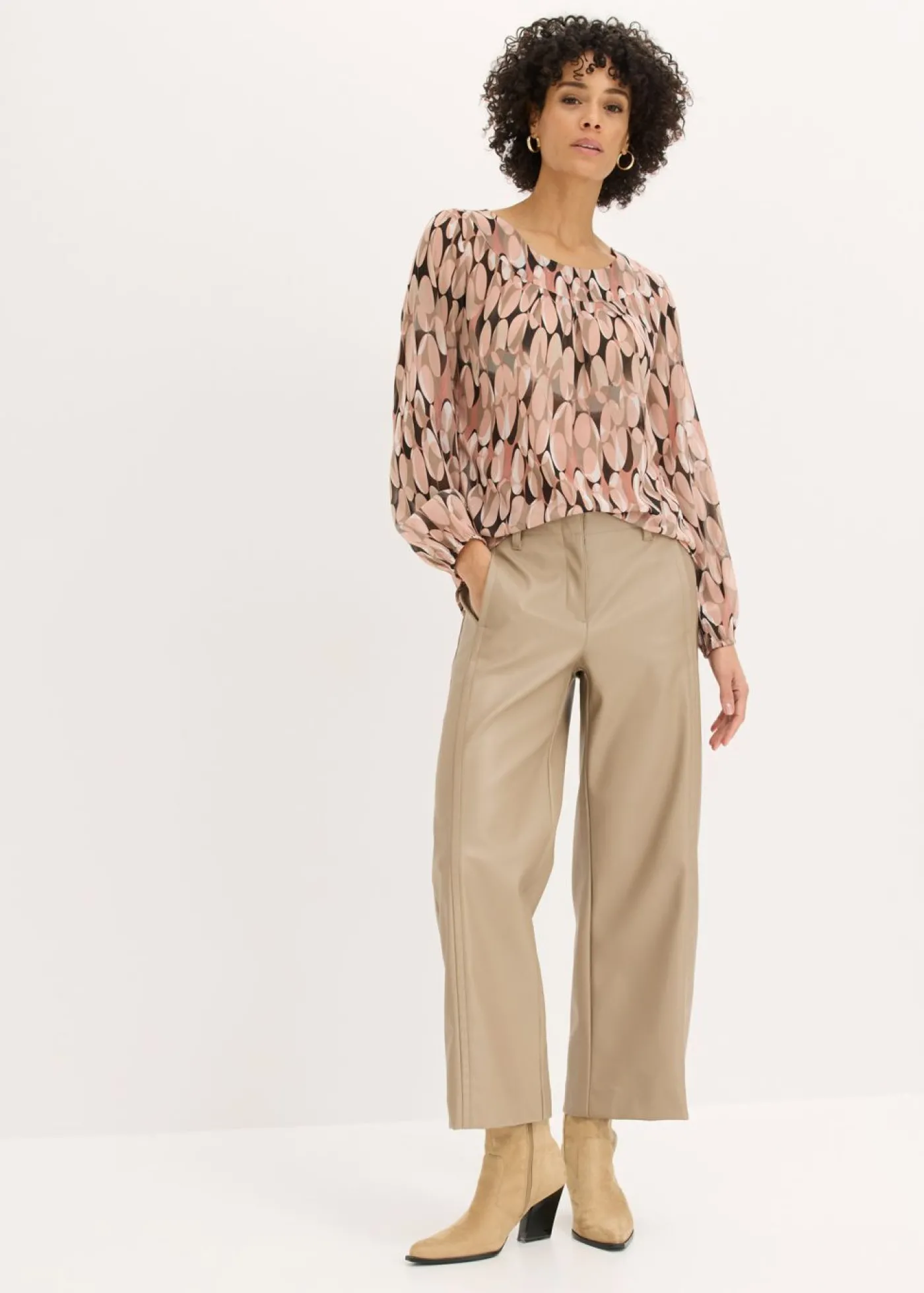 bonprix bonprix Blusa tipo túnica Rosa envejecido estampado Sale