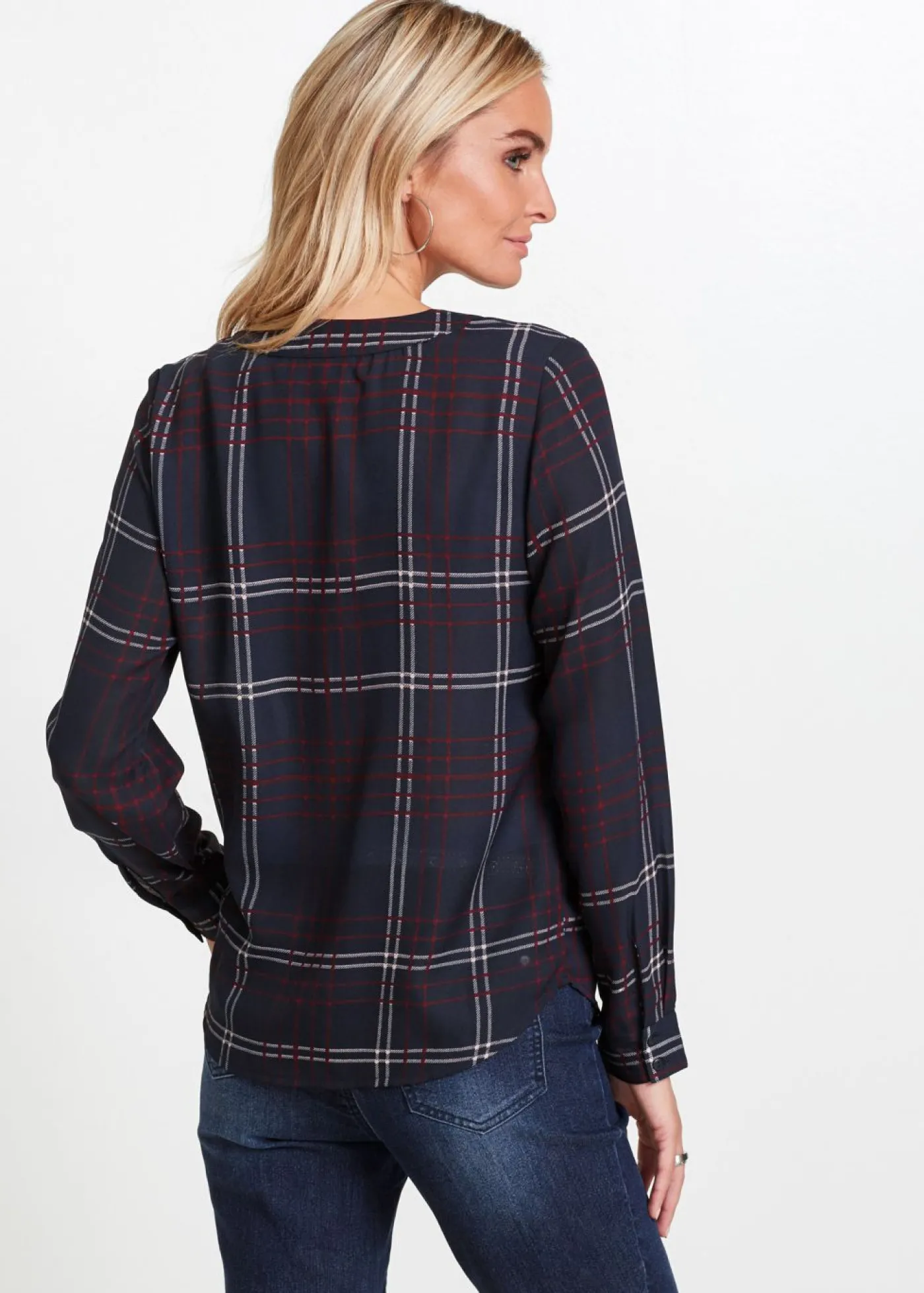 bonprix bonprix Blusa tipo túnica Azul oscuro de cuadros Hot