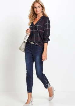 bonprix bonprix Blusa tipo túnica Azul oscuro de cuadros Hot