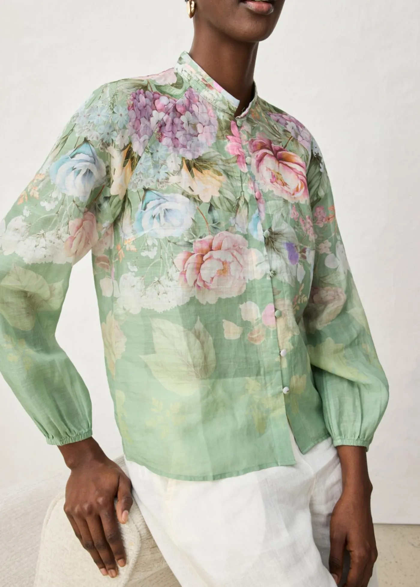 bonprix bonprix Blusa tipo túnica Verde pálido de flores New