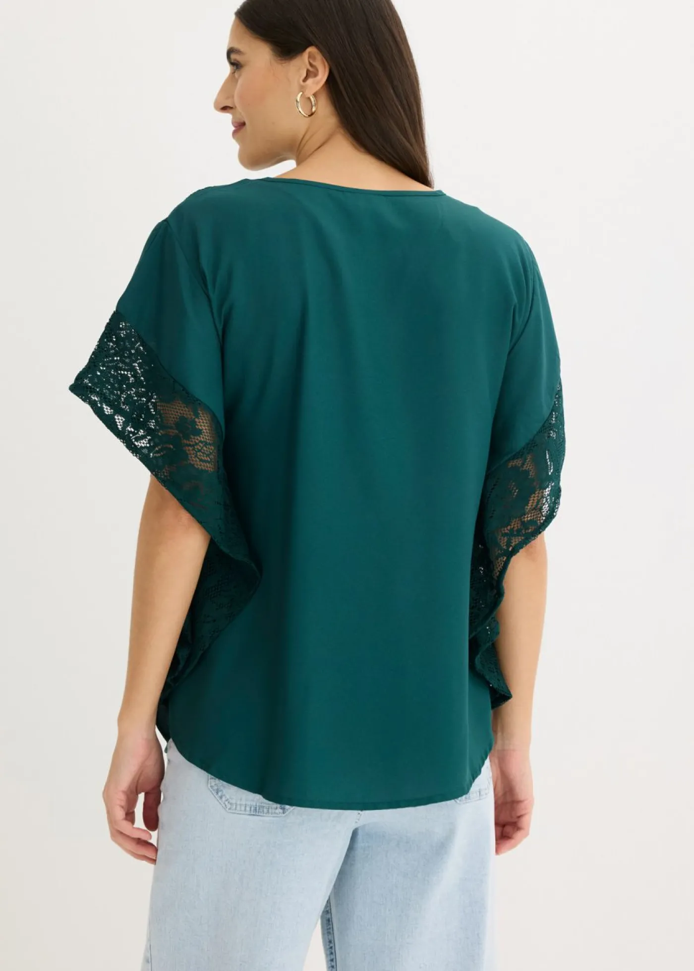 bonprix bonprix Blusa tipo túnica con aplicaciones Verde intenso Sale