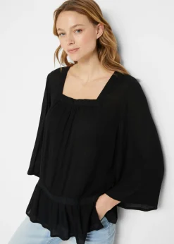 bonprix bonprix Blusa tipo túnica con escote cuadrado Negro Best
