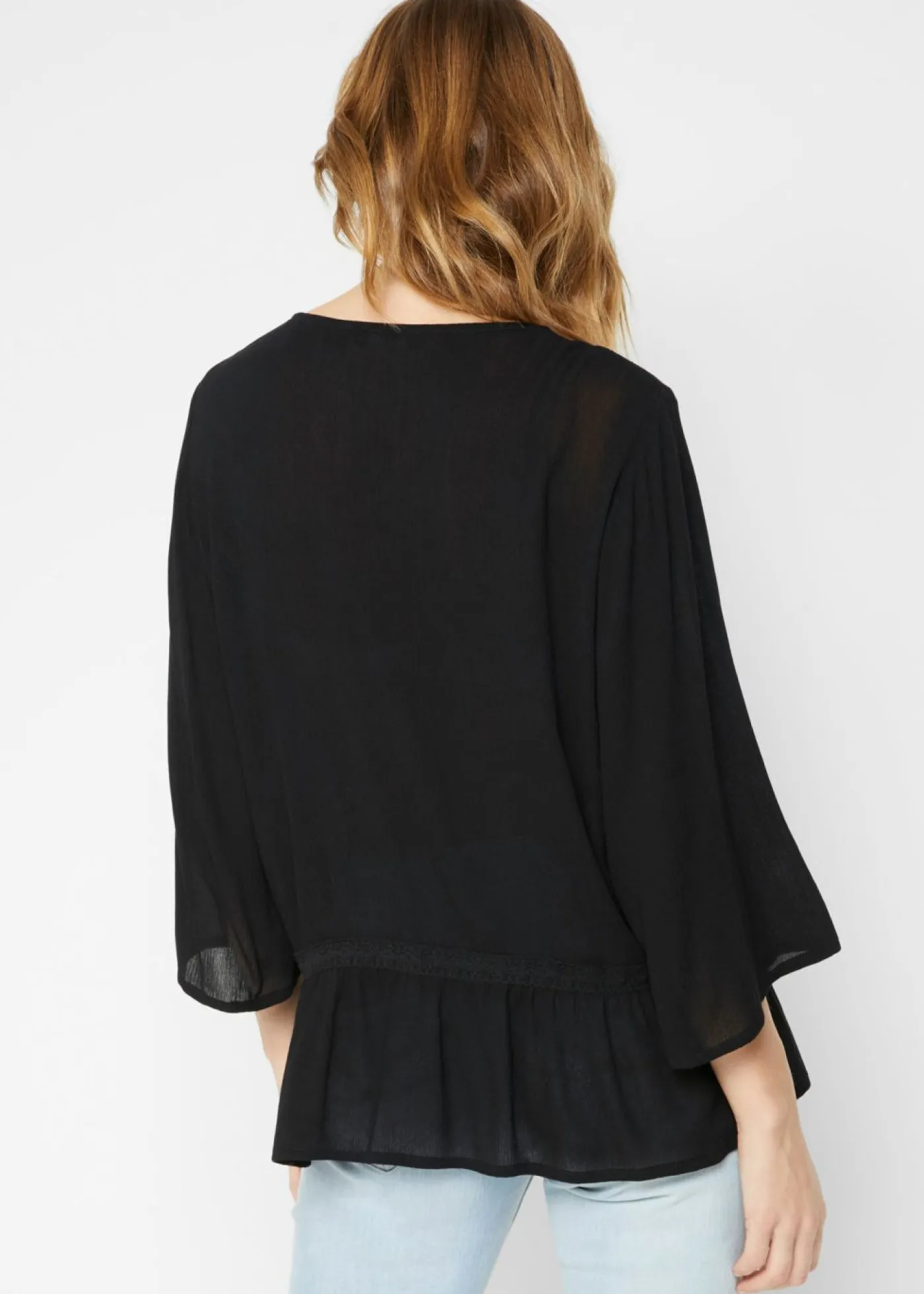 bonprix bonprix Blusa tipo túnica con escote cuadrado Negro Best