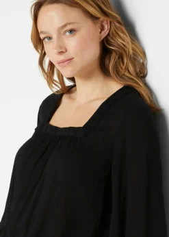 bonprix bonprix Blusa tipo túnica con escote cuadrado Negro Best